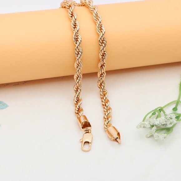 Bold Rope Design Rose Gold Necklace for Stylish Look, XPNL0342 - Picture 9 of 10